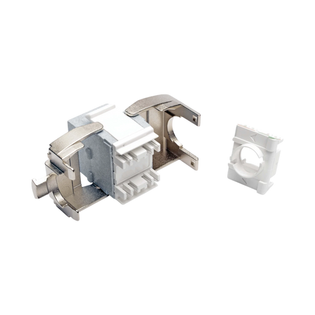 Tripp Lite Toolless Cat6a Keystone Jack, PoE/PoE+ Compliant, Shuttered, Gray, TAA — Being Shipped