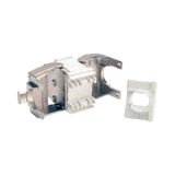 Tripp Lite Toolless Shielded Cat6a Keystone Jack, PoE/PoE+ Compliant, Shuttered, Silver, TAA — Being Shipped