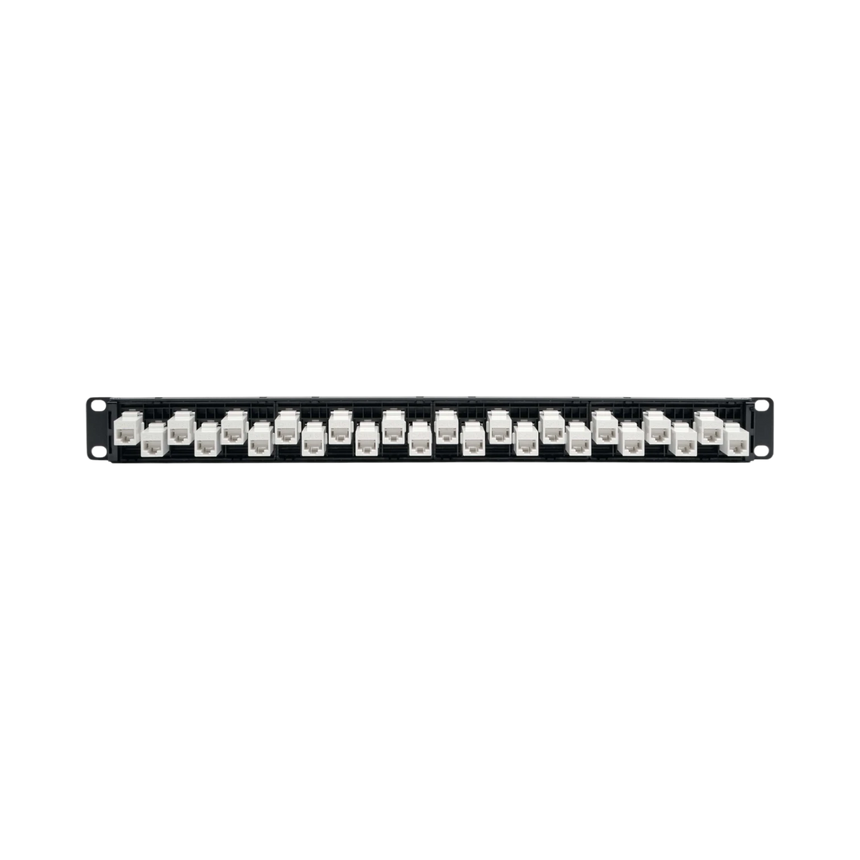 Tripp Lite 24-Port 1U Rack-Mount Cat6a Offset Feed-Through Patch Panel with Cable Management Bar, RJ45 Ethernet, TAA — Being Shipped