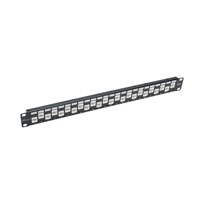 Tripp Lite 24-Port 1U Rack-Mount Cat6a Offset Feed-Through Patch Panel with Cable Management Bar, RJ45 Ethernet, TAA — Being Shipped