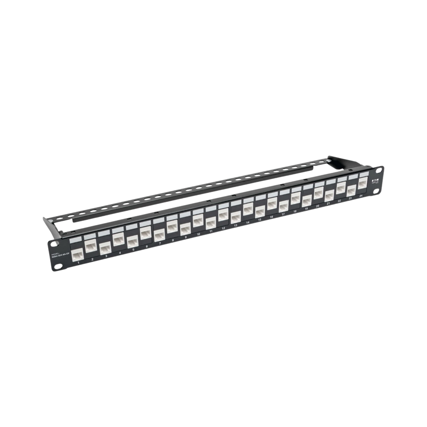 Tripp Lite 24-Port 1U Rack-Mount Cat6a Offset Feed-Through Patch Panel with Cable Management Bar, RJ45 Ethernet, TAA — Being Shipped