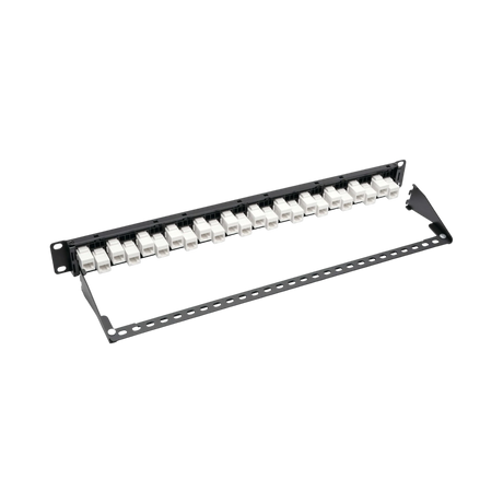 Tripp Lite 24-Port 1U Rack-Mount Cat6a Offset Feed-Through Patch Panel with Cable Management Bar, RJ45 Ethernet, TAA — Being Shipped