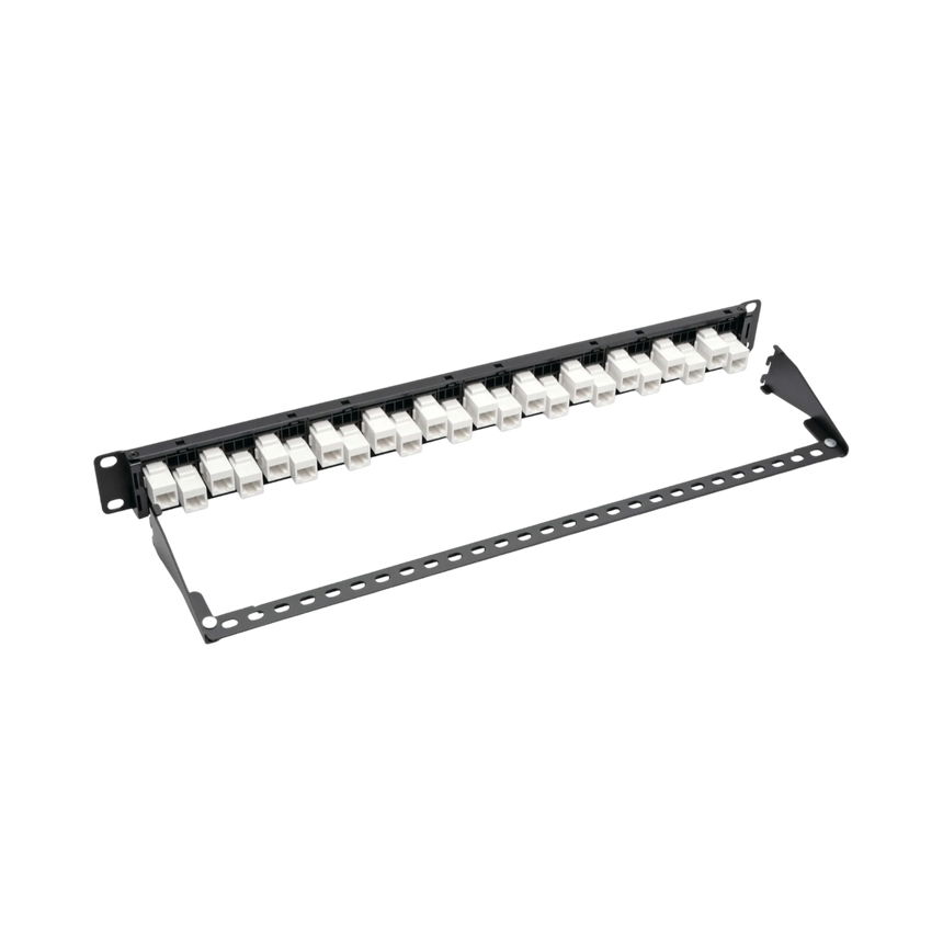 Tripp Lite 24-Port 1U Rack-Mount Cat6a Offset Feed-Through Patch Panel with Cable Management Bar, RJ45 Ethernet, TAA — Being Shipped