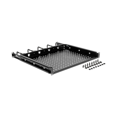 Tripp Lite SmartRack Cantilevered Steel Rack Shelf, 1U, Vented, Integrated Cable Rings, 14.2 in. Deep, Holds up to 50 lbs (22.2 kgs) — Being Shipped