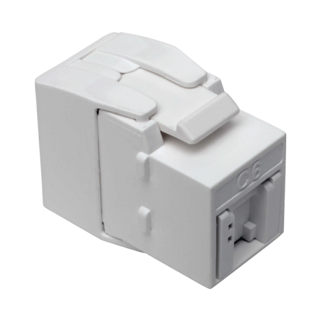 Tripp Lite Keystone Jack Cat6/Cat5e, RJ45, Shuttered, Dust Cap - Toolless, PoE/PoE+ Compliant, White, TAA — Being Shipped