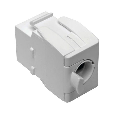 Tripp Lite Keystone Jack Cat6/Cat5e, RJ45, Shuttered, Dust Cap - Toolless, PoE/PoE+ Compliant, White, TAA — Being Shipped