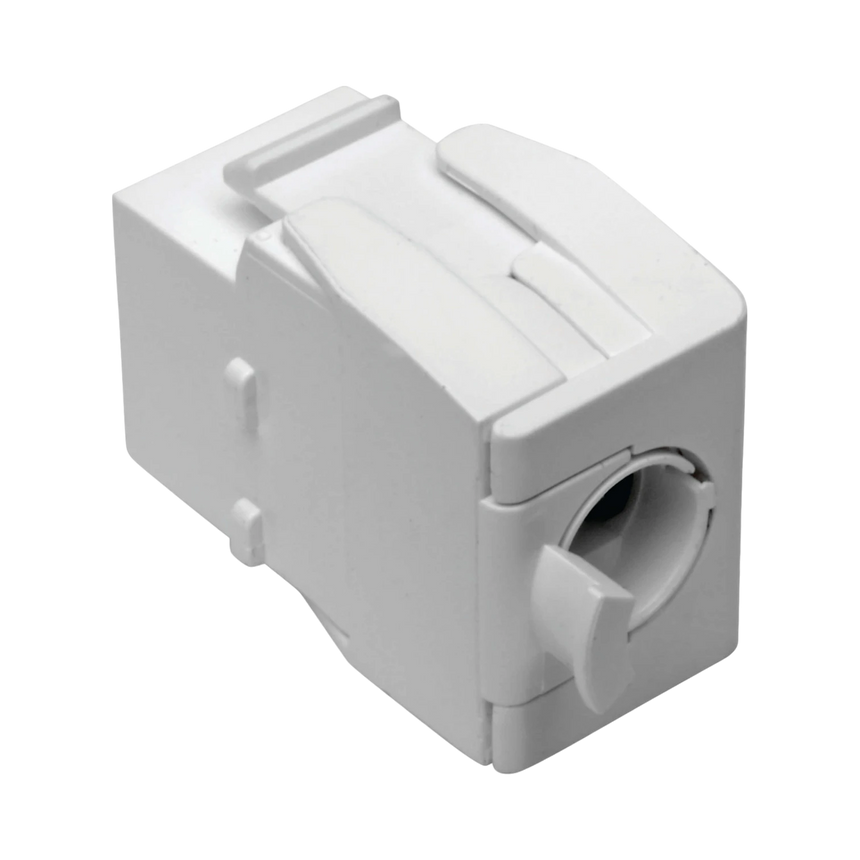 Tripp Lite Keystone Jack Cat6/Cat5e, RJ45, Shuttered, Dust Cap - Toolless, PoE/PoE+ Compliant, White, TAA — Being Shipped