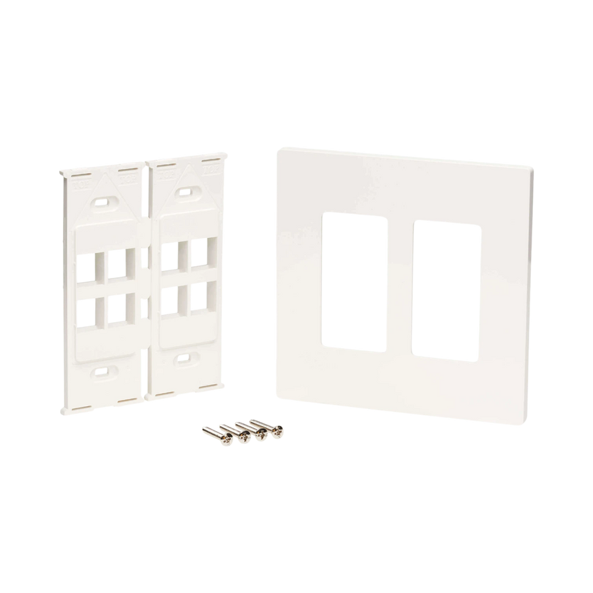 Tripp Lite 8-Port Keystone Double-Gang Faceplate, White, TAA — Being Shipped