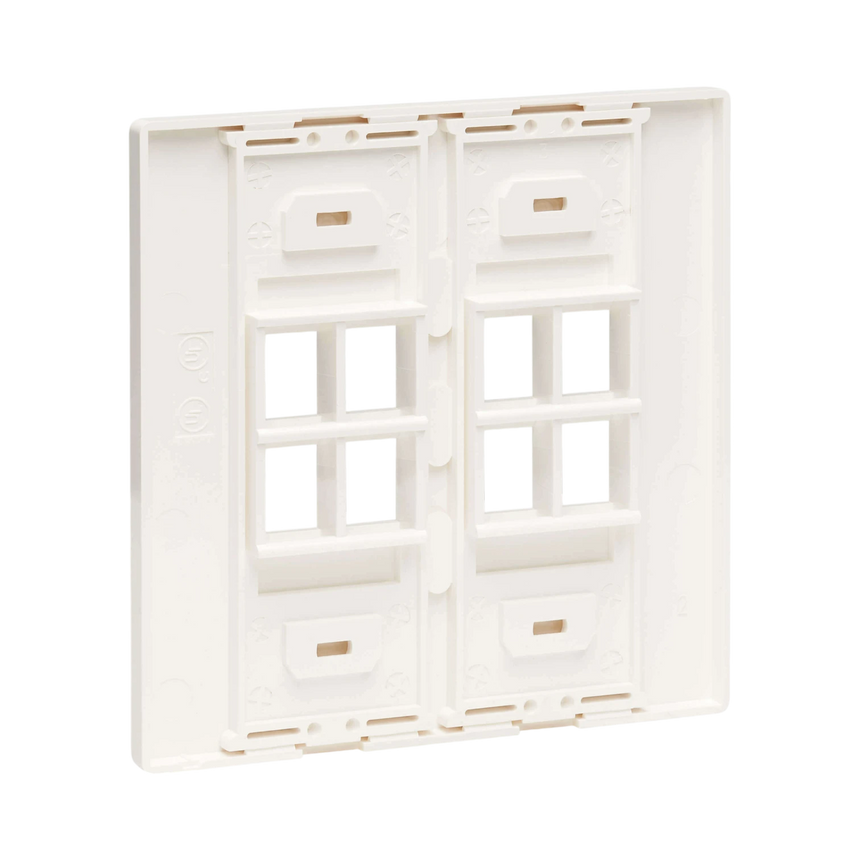 Tripp Lite 8-Port Keystone Double-Gang Faceplate, White, TAA — Being Shipped