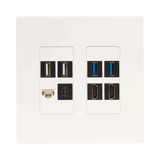 Tripp Lite 8-Port Keystone Double-Gang Faceplate, White, TAA — Being Shipped