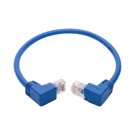 Tripp Lite  Up/Down-Angle Cat6 Gigabit Molded UTP Ethernet Cable (RJ45 Up-Angle M to RJ45 Down-Angle M), Blue, 1 ft. (0.31 m) — Being Shipped