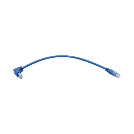 Tripp Lite Down-Angle Cat6 Gigabit Molded UTP Ethernet Cable (RJ45 Right-Angle Down M to RJ45 M), Blue, 1 ft. (0.31 m) — Being Shipped