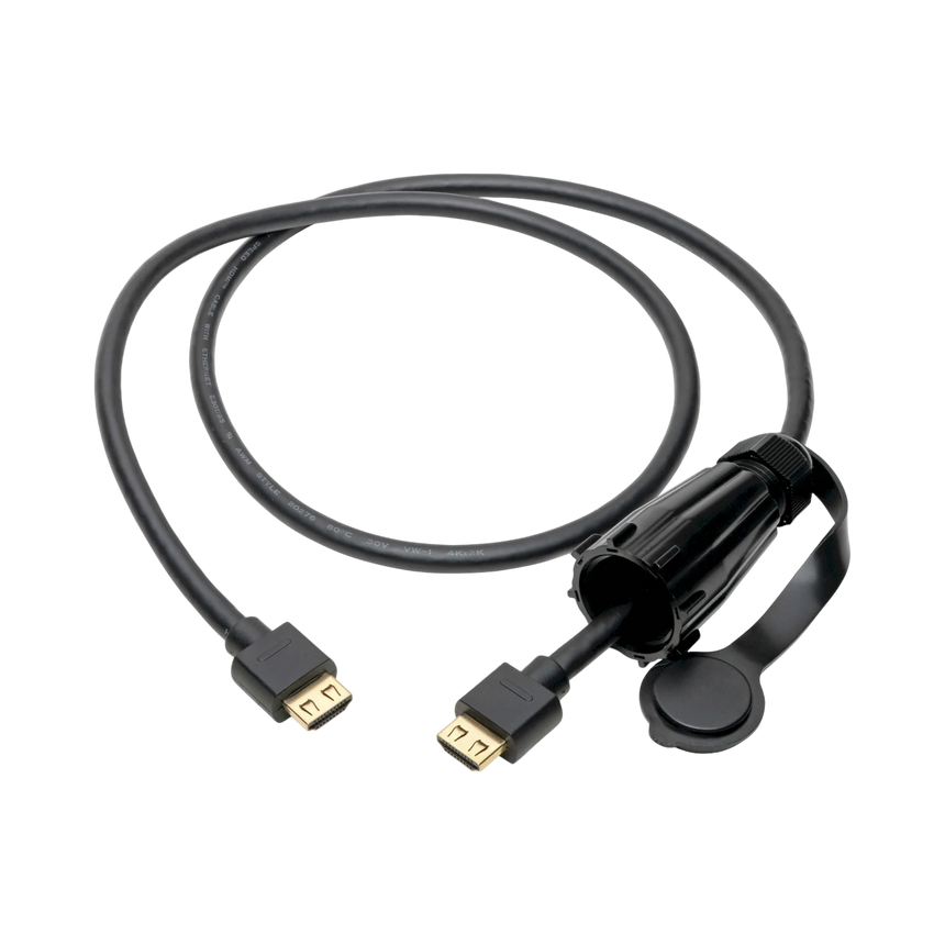 Tripp Lite High-Speed HDMI Cable (M/M), 4K 60 Hz, HDR, Industrial, IP68, Hooded Connector, Black, 3 ft. — Being Shipped