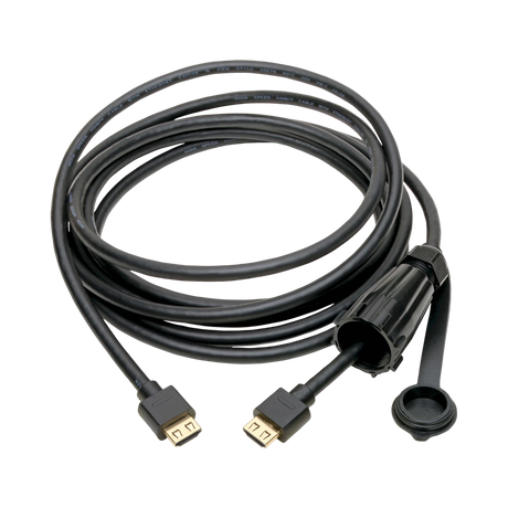 Tripp Lite High-Speed HDMI Cable (M/M), 4K 60 Hz, HDR, Industrial, IP68, Hooded Connector, Black, 12 ft. — Being Shipped