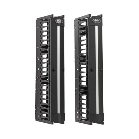 Tripp Lite High-Capacity Vertical Cable Manager, Deep Double Finger Duct with Cover, Single Sided, 6 in. Wide, Black, 7 ft. (2.2 m) — Being Shipped