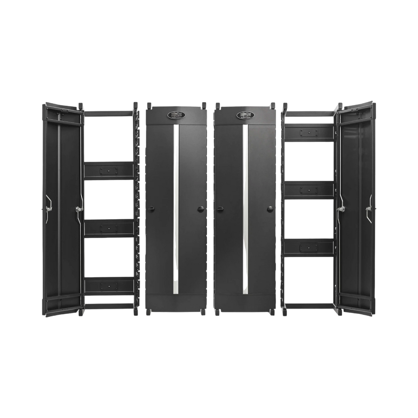Tripp Lite High-Capacity Vertical Cable Manager, Deep Double Finger Duct with Cover, Double Sided, 12 in. Wide, Black, 7 ft. (2.2 m) — Being Shipped