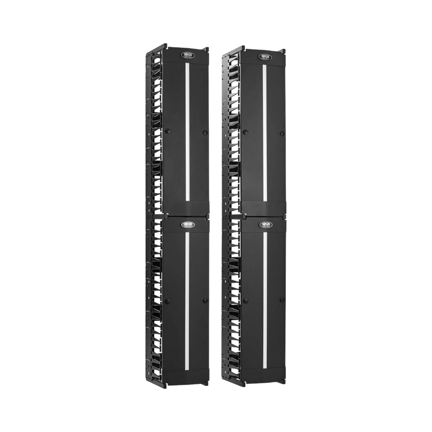 Tripp Lite High-Capacity Vertical Cable Manager, Deep Double Finger Duct with Cover, Double Sided, 12 in. Wide, Black, 7 ft. (2.2 m) — Being Shipped