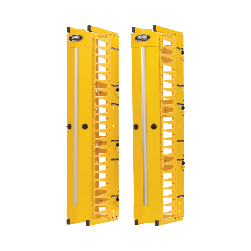 Tripp Lite High-Capacity Vertical Cable Manager, Deep Double Finger Duct with Cover, Single Sided, 6 in. Wide, Yellow, 7 ft. (2.2 m) — Being Shipped