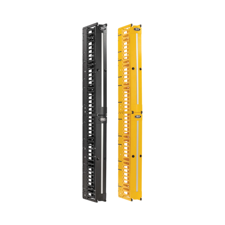 Tripp Lite High-Capacity Vertical Cable Manager - Deep Double Finger Duct with Cover, Double Sided, 6 in. Wide, Yellow/Black, 7 ft. (2.2 m) — Being Shipped