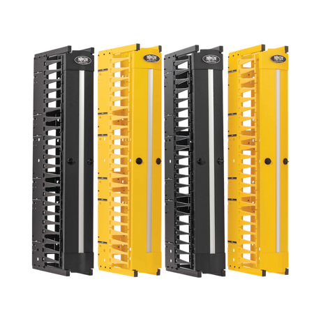Tripp Lite High-Capacity Vertical Cable Manager - Deep Double Finger Duct with Cover, Double Sided, 6 in. Wide, Yellow/Black, 7 ft. (2.2 m) — Being Shipped