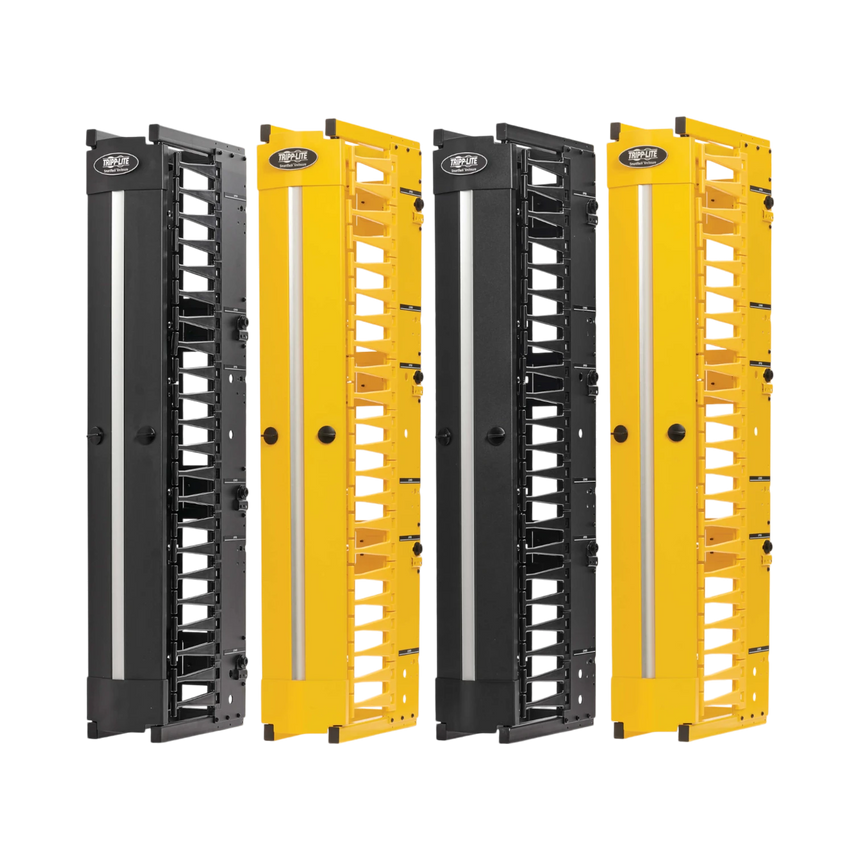 Tripp Lite High-Capacity Vertical Cable Manager - Deep Double Finger Duct with Cover, Double Sided, 6 in. Wide, Yellow/Black, 7 ft. (2.2 m) — Being Shipped