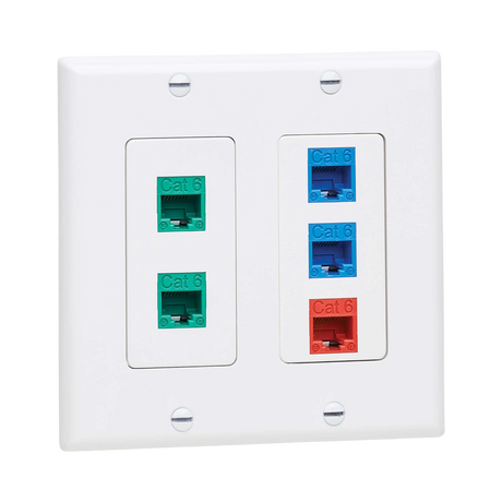 Tripp Lite Double-Gang Faceplate, Decora Style, Vertical, White, TAA — Being Shipped