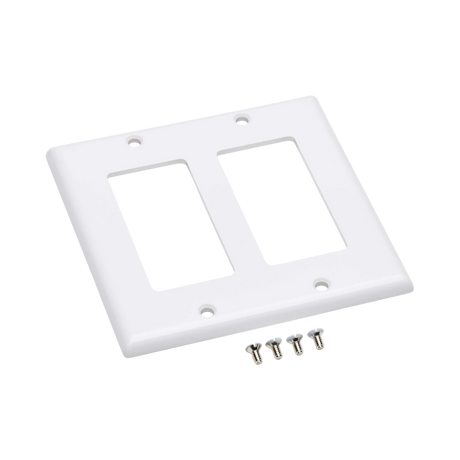 Tripp Lite Double-Gang Faceplate, Decora Style, Vertical, White, TAA — Being Shipped