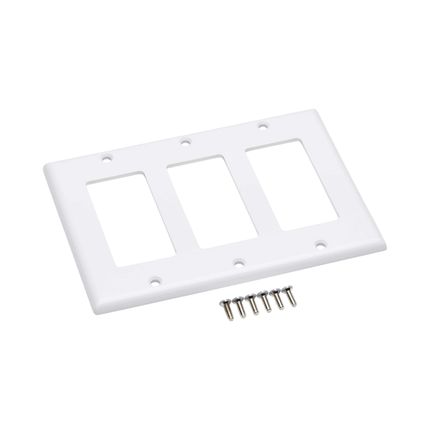 Tripp Lite Triple-Gang Faceplate, Decora Style, Vertical, White, TAA — Being Shipped