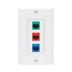 Tripp Lite Center Plate Insert, Decora Style, Vertical, 3 Ports, TAA — Being Shipped