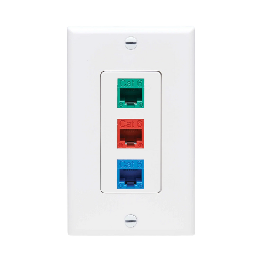 Tripp Lite Center Plate Insert, Decora Style, Vertical, 3 Ports, TAA — Being Shipped