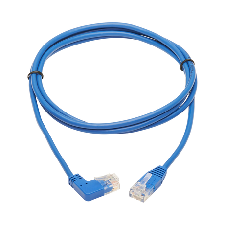 Tripp Lite Right-Angle Cat6 Gigabit Molded Slim UTP Ethernet Cable (RJ45 Right-Angle M to RJ45 M), Blue, 7 ft. (2.13 m) — Being Shipped