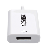 Tripp Lite USB-C to DisplayPort Active Adapter Cable with Equalizer (M/F), UHD 8K, HDR, DP 1.4, White, 6 in. (15.2 cm) — Being Shipped