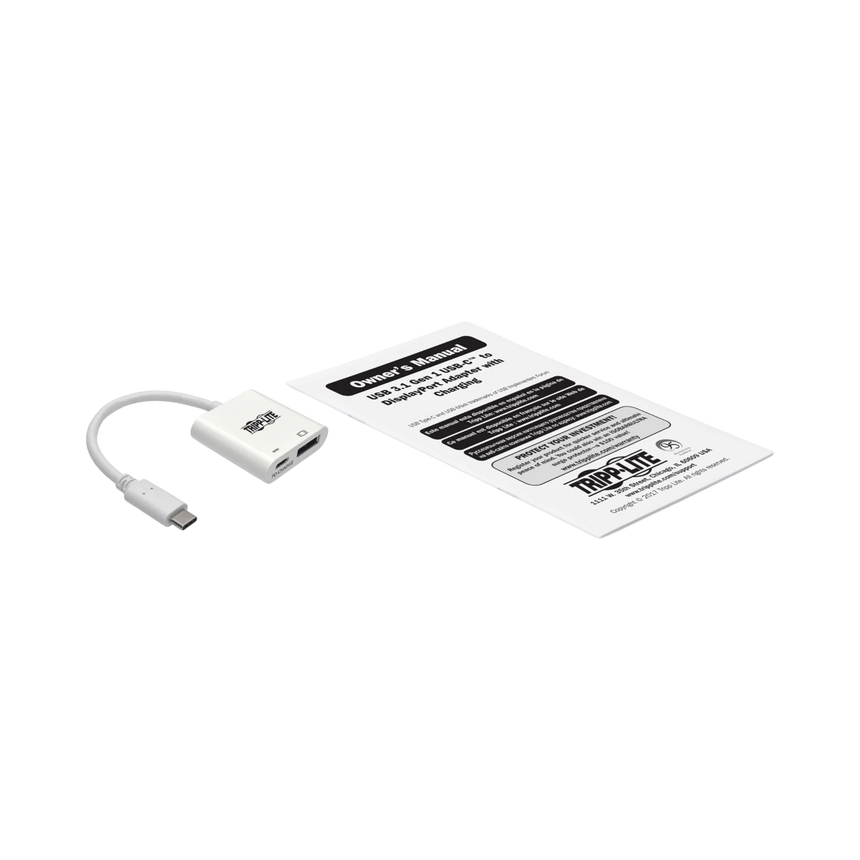Tripp Lite USB-C to DisplayPort Active Adapter Cable with Equalizer (M/F), UHD 8K, HDR, 60W PD Charging, White, 6 in. (15.2 cm) — Being Shipped