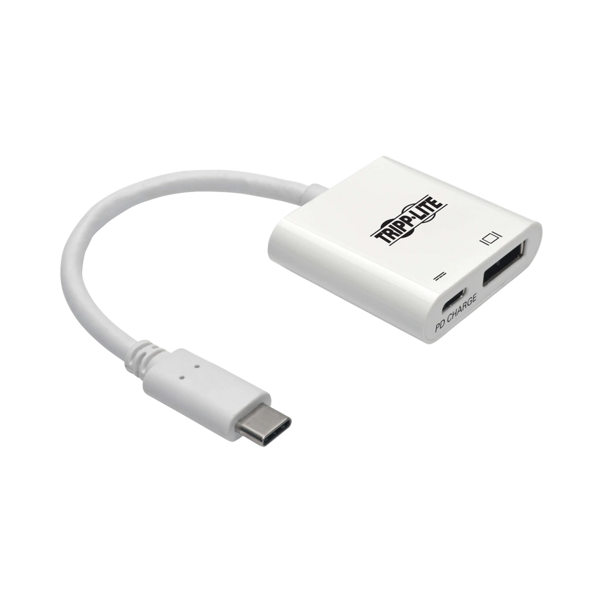Tripp Lite USB-C to DisplayPort Active Adapter Cable with Equalizer (M/F), UHD 8K, HDR, 60W PD Charging, White, 6 in. (15.2 cm) — Being Shipped