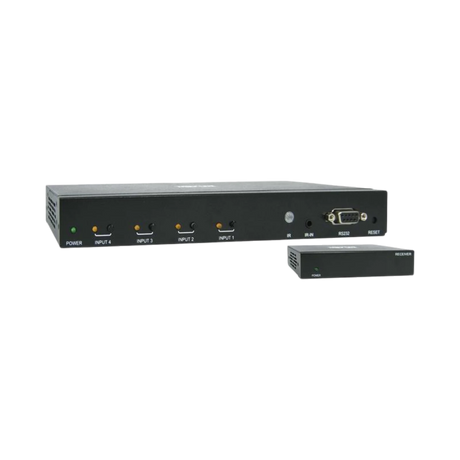 Tripp Lite 4-Port HDMI Switch Kit, 4K 60 Hz, 4 HDMI Inputs to 1 HDMI over Cat6 Extender, 125 ft., TAA — Being Shipped