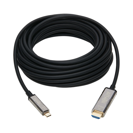 Tripp Lite High-Speed USB-C to HDMI Fiber Active Optical Cable (AOC), UHD 4K 60 Hz, HDR, CL3 Rated, Black, 15 m (49 ft.) — Being Shipped