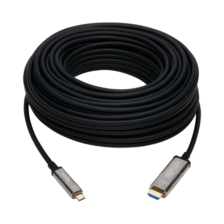 Tripp Lite High-Speed USB-C to HDMI Fiber Active Optical Cable (AOC), UHD 4K 60 Hz, HDR, CL3 Rated, Black, 50 m (164 ft.) — Being Shipped