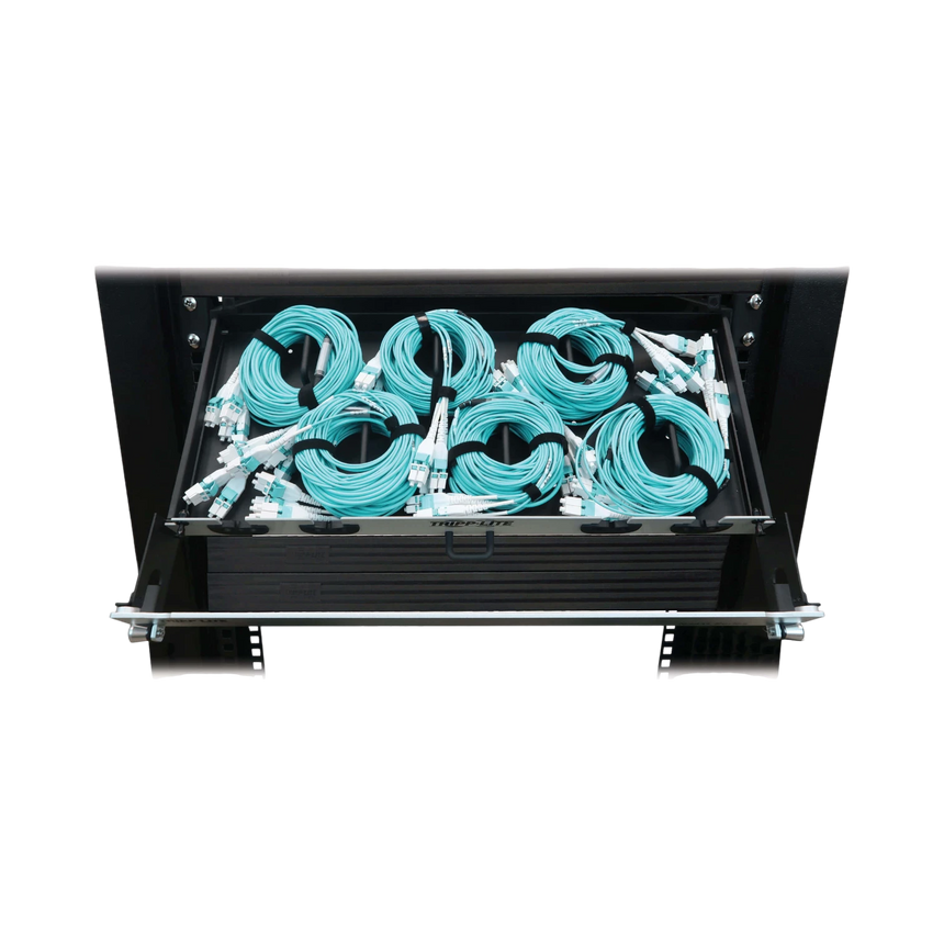 Tripp Lite Preloaded Fiber Panel, 1U, 6x (4x LC/LC Duplex M/M) 8F Trunk Cables, OM4 Multimode, 10 m (32.8 ft.) — Being Shipped
