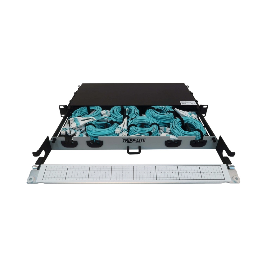 Tripp Lite Preloaded Fiber Panel, 1U, 6x (4x LC/LC Duplex M/M) 8F Trunk Cables, OM4 Multimode, 10 m (32.8 ft.) — Being Shipped