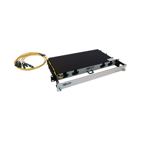Tripp Lite Preloaded Fiber Panel, 1U, 4x (3x8F MTP/MPO-APC F/F) 24F Trunk Cables, OS2 Singlemode, 10 m (32.8 ft.) — Being Shipped