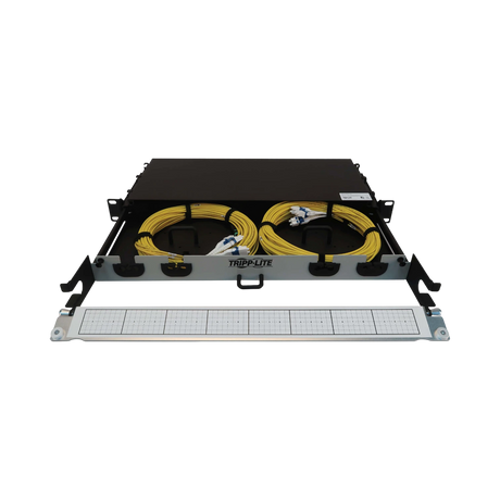 Tripp Lite Preloaded Fiber Panel, 1U, 2x (12F MTP/MPO-APC to 4x LC Duplex F/M) 8F Trunk Cables, OS2 Singlemode, 20 m (65.6 ft.) — Being Shipped