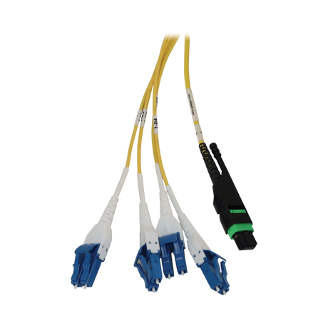 Tripp Lite Preloaded Fiber Panel, 1U, 2x (12F MTP/MPO-APC to 4x LC Duplex F/M) 8F Trunk Cables, OS2 Singlemode, 20 m (65.6 ft.) — Being Shipped