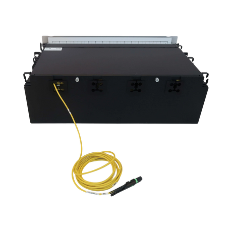 Tripp Lite Preloaded Fiber Patch Panel, 3U, 64x (12F MTP/MPO-APC to 4x LC Duplex F/F) 8F Trunk Cables, OS2 Singlemode, 3 m (9.8 ft.) — Being Shipped