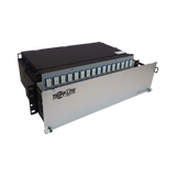 Tripp Lite Preloaded Fiber Patch Panel, 3U, 24x (12F MTP/MPO-APC to 4x LC Duplex F/F) 8F Trunk Cables, OS2 Singlemode, 10 m (32.8 ft.) — Being Shipped