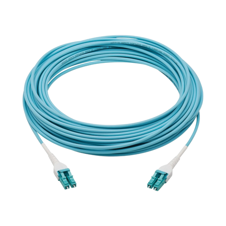 Tripp Lite 100G Duplex Multimode 50/125 OM4 Armored Fiber Optic Cable (LC/LC Duplex M/M), LSZH, Aqua, 30 m (98.4 ft.) — Being Shipped