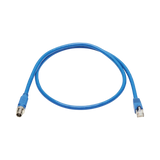 Tripp Lite M12 X-Code Cat6a 10G F/UTP CMR-LP Shielded Ethernet Cable (M12 M/RJ45 M), IP68, PoE, Blue, 2 m (6.6 ft.), TAA — Being Shipped