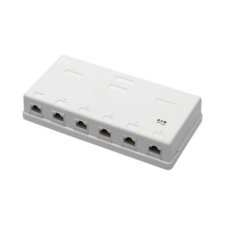 Tripp Lite Pre-Configured Unshielded Cat6 6-Port Surface-Mount Box, 110 IDC, RJ45, White — Being Shipped