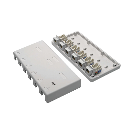 Tripp Lite Pre-Configured Unshielded Cat6 6-Port Surface-Mount Box, 110 IDC, RJ45, White — Being Shipped