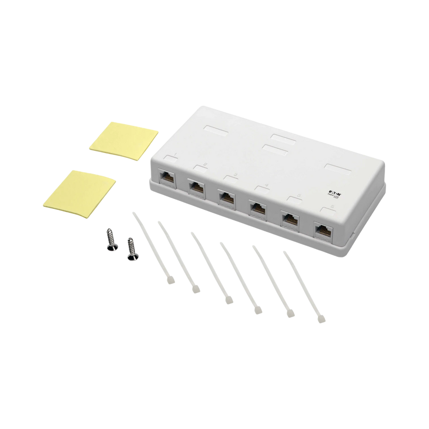 Tripp Lite Pre-Configured Unshielded Cat6 6-Port Surface-Mount Box, 110 IDC, RJ45, White — Being Shipped