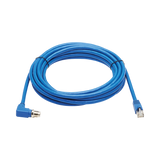 Tripp Lite M12 X-Code Cat6a 10G F/UTP CMR-LP Shielded Ethernet Cable (Right-Angle M12 M/RJ45 M), IP68, PoE, Blue, 3 m (9.8 ft.), TAA — Being Shipped